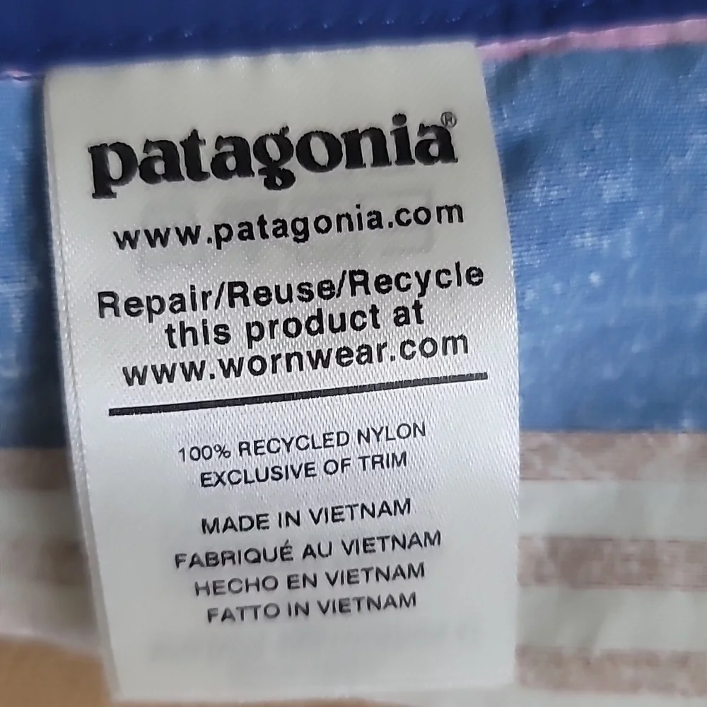 Women's Patagonia Wave Maker Board Surfing short Pink & Blue Stripe SZ 8 - Picture 8 of 15